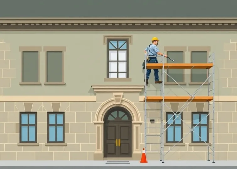 Ravalement de façade en pierre, nettoyage et application d'enduit